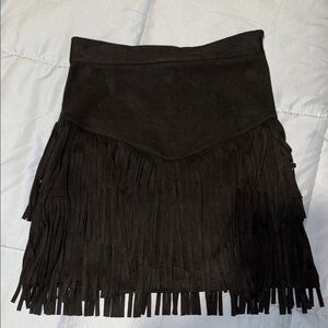 Altar'd State Black Fringe Mini Skirt